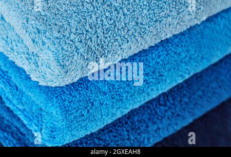 Folded stack of towels close-up Stock Photo
