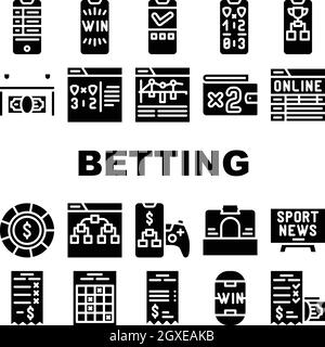 Betting On Gambling Collection Icons Set Vector Stock Vector