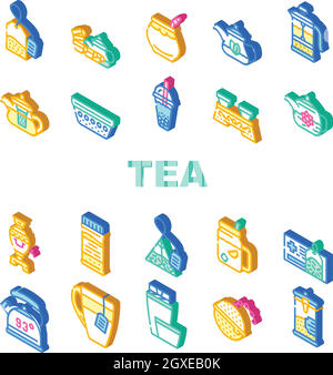 Tea Healthy Drink Collection Icons Set Vector Stock Vector