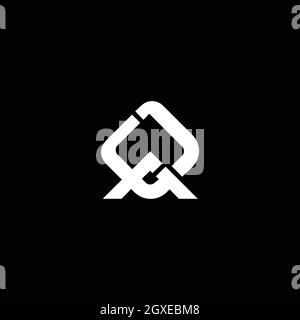 Initial uppercase letter logo AQ or QA monogram rounded shape, white color on black background Stock Vector