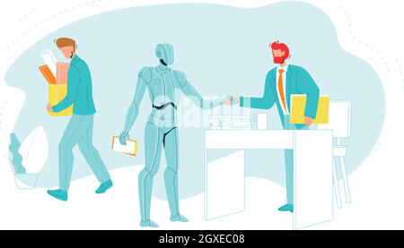 Dismissed Worker Leave Office With Supplies Vector Stock Vector