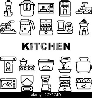 Kitchen Electronics Collection Icons Set Vector Illustrations Stock Vector