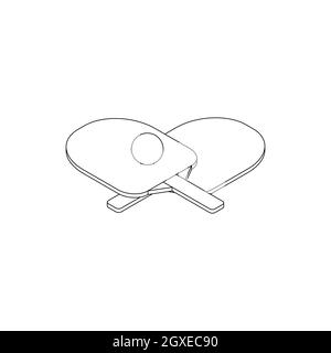 Table tennis icon in isometric 3d style isolated on white background. Two rackets and ball for playing table tennis Stock Photo