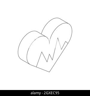 Heartbeat icon in isometric 3d style isolated on white background Stock Photo