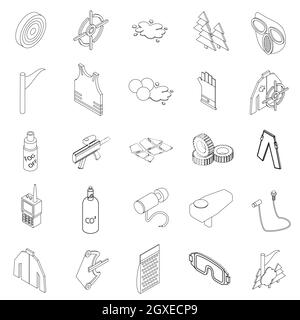 Paintball set icons in isometric 3d style isolated on white background Stock Photo