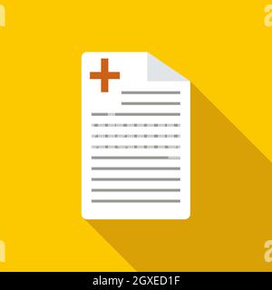 Medical history icon in flat style on a yellow background Stock Photo