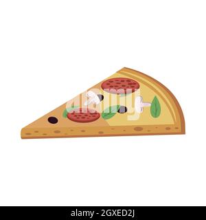 Pizza Slice Icon In Cartoon Style Isolated On White Background Stock Photo Alamy
