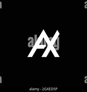 Initial uppercase letter logo AX or XA monogram rounded shape, white color on black background Stock Vector
