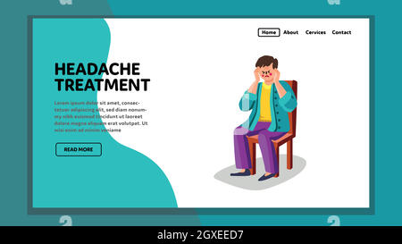 Headache Treatment Disease Patient Man Vector Illustration Stock Vector
