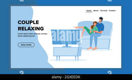 Couple Relaxing Together And Watching Tv Vector Stock Vector