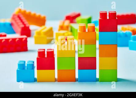 Multi-colored toy blocks chart Stock Photo