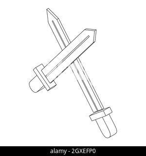 Two swords icon in isometric 3d style on a white background Stock Photo