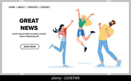 Great News Got People Student Man And Woman Vector Stock Vector