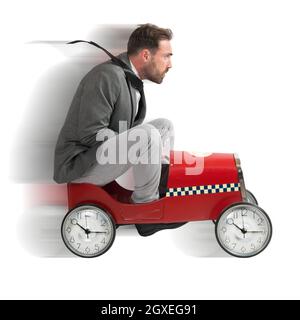Businessman in a constant race against time Stock Photo