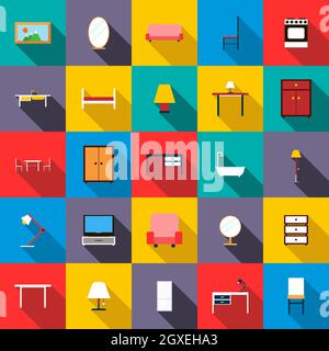 Furniture icons set in flat style for any design Stock Photo