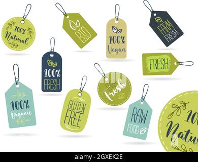 Eco organic labels set for Bio food Stock Vector