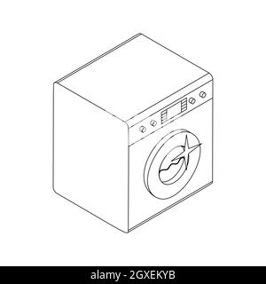 Washing machine icon in isometric 3d style isolated on white background Stock Photo
