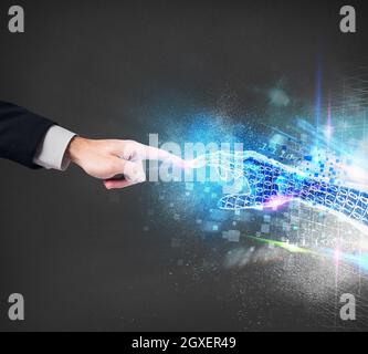 Connection between human and the virtual world Stock Photo