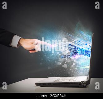 Connection between human and the virtual world Stock Photo