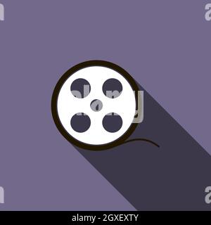 Film reel icon in flat style on a violet background Stock Photo