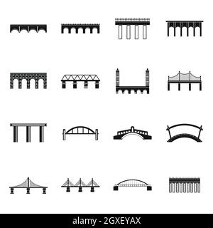 Bridge set icons in simple style for any design Stock Photo