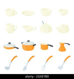 Pastry set icons in cartoon style isolated on white background Stock Photo