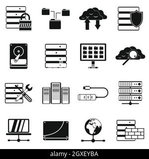 Database icons set in simple style for any design Stock Photo