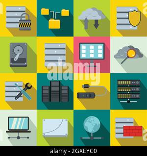 Database icons set in flat style for any design Stock Photo