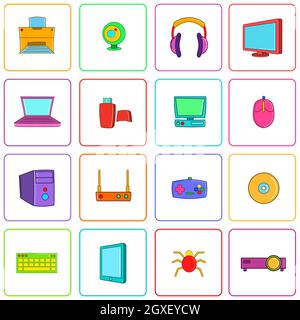 Computer icons set in pop-art style for any design Stock Photo