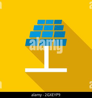 Solar panel icon in flat style with long shadow Stock Photo