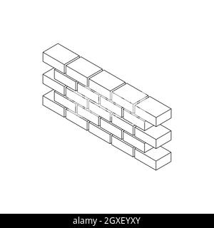 Part of brick wall icon in isometric 3d style on a white background Stock Photo