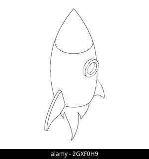 Rocket icon in isometric 3d style on a white background Stock Photo