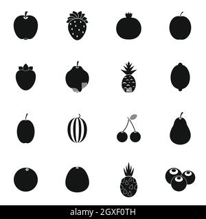 Fruit icons set in simple style isolated on white background Stock Photo