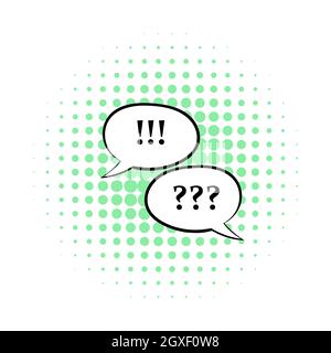 Question and exclamation marks icon in comics style isolated on white background Stock Photo