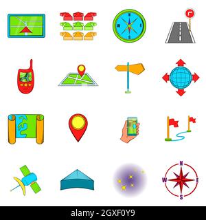 Navigation icons set in hand-drawn style isolated on white background Stock Photo