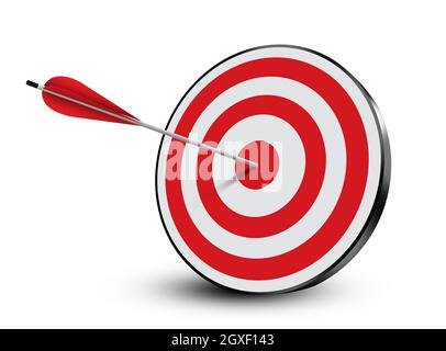 Red dartboard and arrow on white background Stock Photo