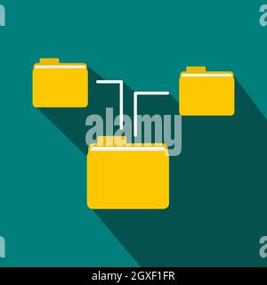 Folders structure icon in flat style on a blue background Stock Photo