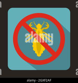 No louse sign icon in flat style on a blue background Stock Photo