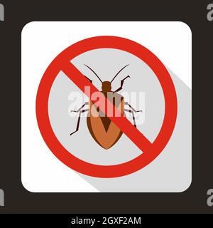 No bug sign icon in flat style on a white background Stock Photo