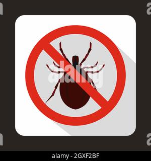 No bug sign icon in flat style on a white background Stock Photo