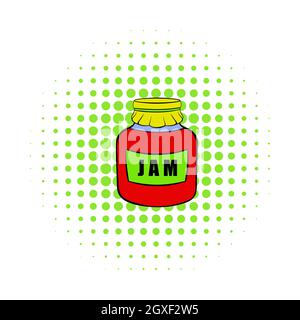 Jam icon in pop-art style on dotted background. Food symbol Stock Photo