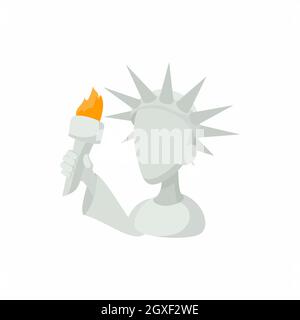 Head of Statue of Liberty icon in cartoon style on a white background Stock Photo