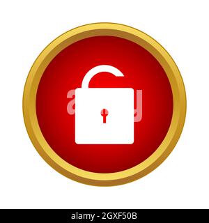 Open lock icon in simple style siolated on white background Stock Photo