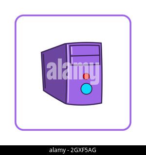 System unit of computer icon in simple style on white background. Device symbol Stock Photo