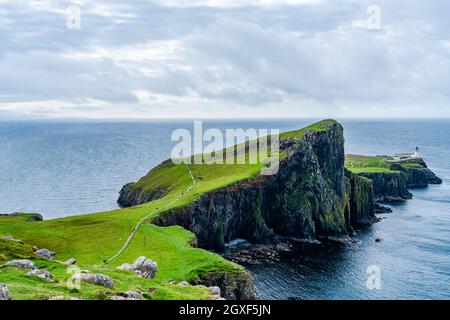 Lighthouse on Neist Point, Isle of Skye, Scotland Stock Photo