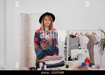Seamstress woman in workshop Stock Photo