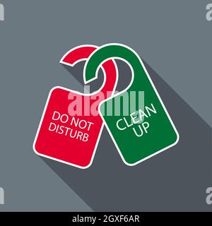 Do not disturb and clean up door hangers icon in flat style on a grey background Stock Photo