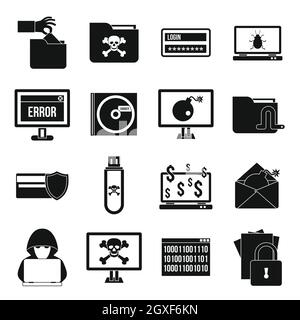 Criminal activity icons set in simple style isolated on white background Stock Photo
