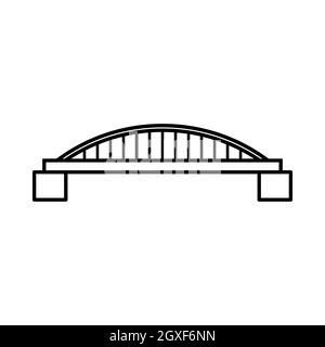 Bridge icon in outline style isolated on white background Stock Photo