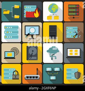 Big data icons set in flat style for any design Stock Photo